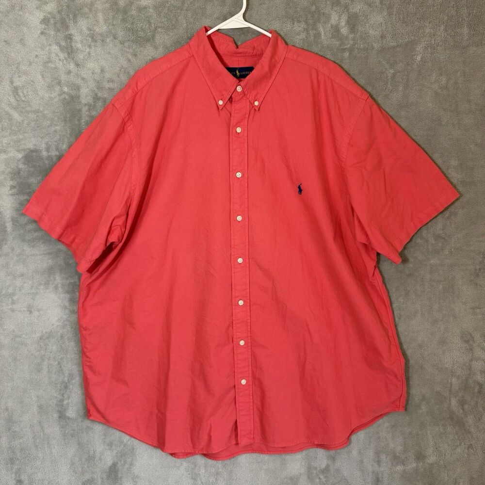 Polo Ralph Lauren Shirt Mens 2XB Big & Tall Nantucket Red Coral SS Button Pony